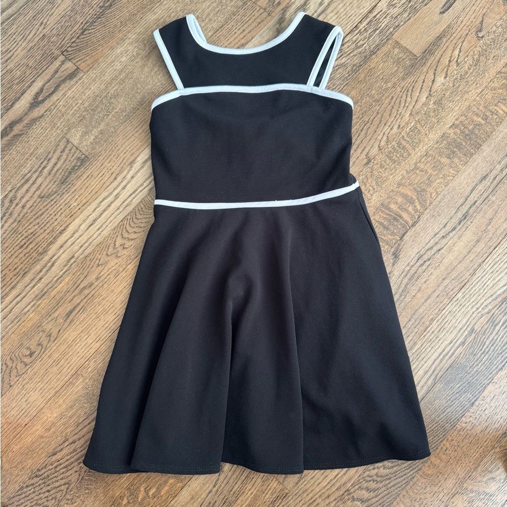 Girls Black Contrast-Trim Tank Dress